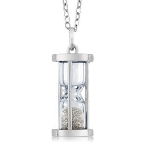 925 Silver Hourglass Pendant 0.50 Ct Diamond Dust